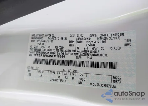 2022 Ford Ranger Xlt from USA, damaged, VIN 1FTER1FH3NLD19364